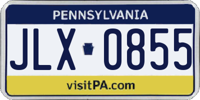 PA license plate JLX0855