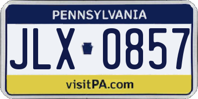 PA license plate JLX0857