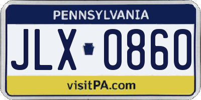 PA license plate JLX0860