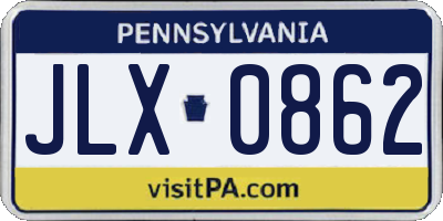 PA license plate JLX0862