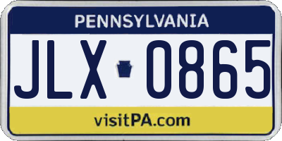 PA license plate JLX0865