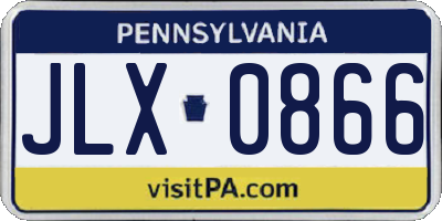 PA license plate JLX0866