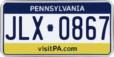 PA license plate JLX0867