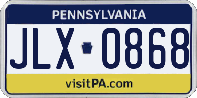 PA license plate JLX0868