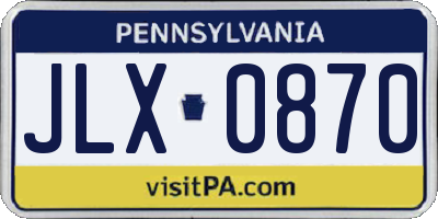 PA license plate JLX0870