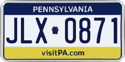 PA license plate JLX0871