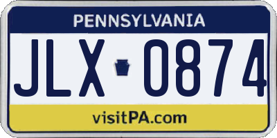 PA license plate JLX0874