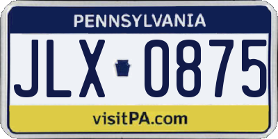 PA license plate JLX0875