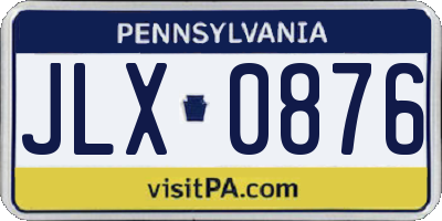 PA license plate JLX0876