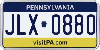 PA license plate JLX0880