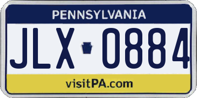 PA license plate JLX0884
