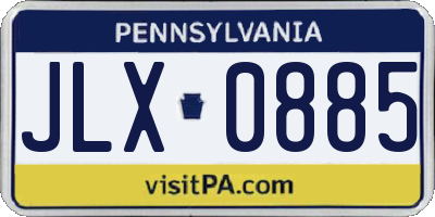 PA license plate JLX0885