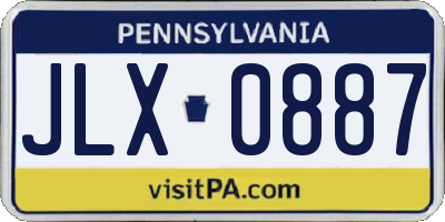 PA license plate JLX0887