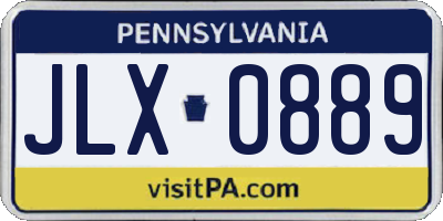 PA license plate JLX0889