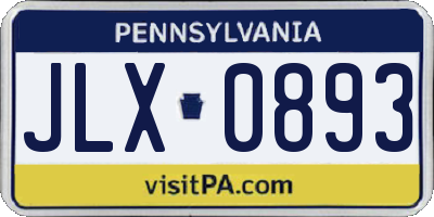 PA license plate JLX0893