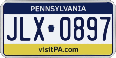 PA license plate JLX0897