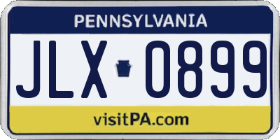 PA license plate JLX0899