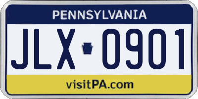 PA license plate JLX0901