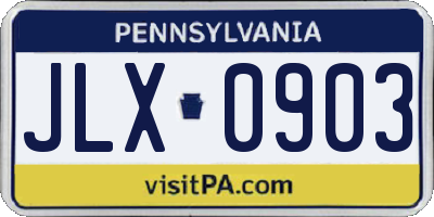 PA license plate JLX0903