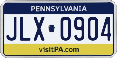 PA license plate JLX0904