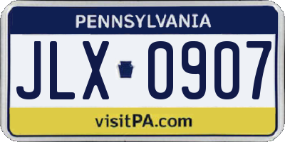 PA license plate JLX0907