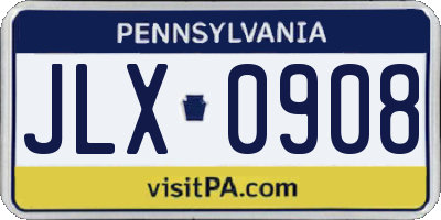 PA license plate JLX0908