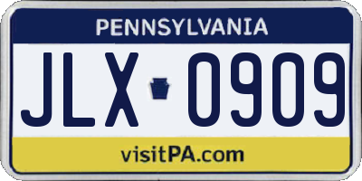 PA license plate JLX0909