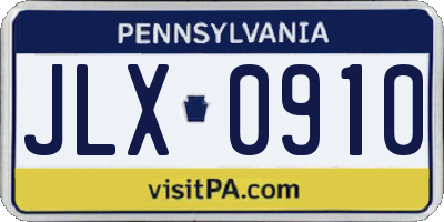 PA license plate JLX0910