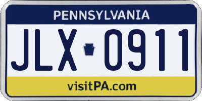 PA license plate JLX0911
