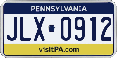 PA license plate JLX0912