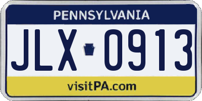PA license plate JLX0913