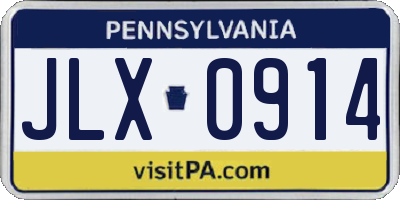 PA license plate JLX0914