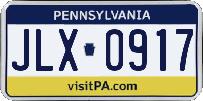 PA license plate JLX0917