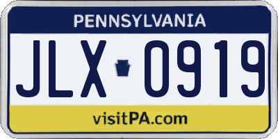 PA license plate JLX0919