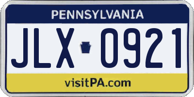 PA license plate JLX0921