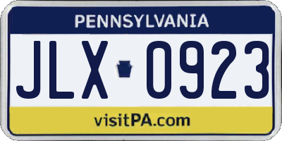 PA license plate JLX0923