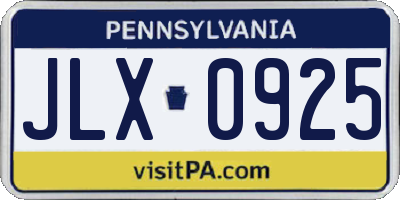 PA license plate JLX0925
