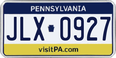 PA license plate JLX0927
