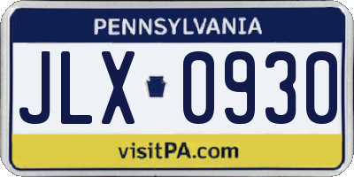 PA license plate JLX0930