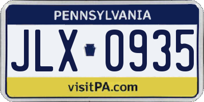 PA license plate JLX0935