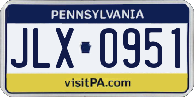 PA license plate JLX0951