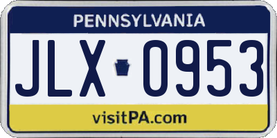PA license plate JLX0953