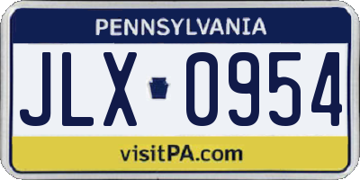 PA license plate JLX0954