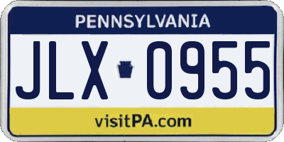 PA license plate JLX0955