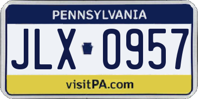 PA license plate JLX0957