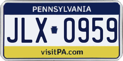 PA license plate JLX0959