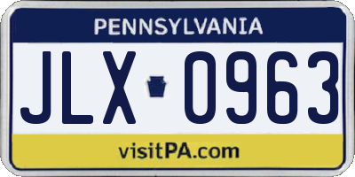 PA license plate JLX0963