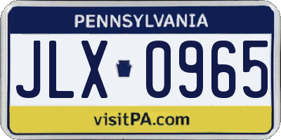PA license plate JLX0965