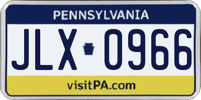 PA license plate JLX0966