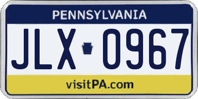 PA license plate JLX0967